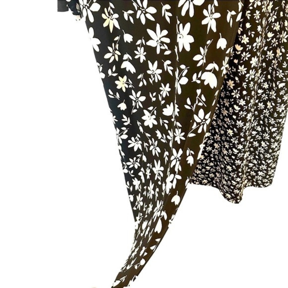 NWT Talbots Bicolor Floral Faux Wrap Dress 2X Jersey Stretch Black White DR-1591 - Picture 8 of 10